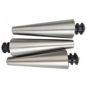 Konisk kegle rulle buet rulle transportør konisk elektrisk rulle plc kontrol konisk ærme elektrisk rulle